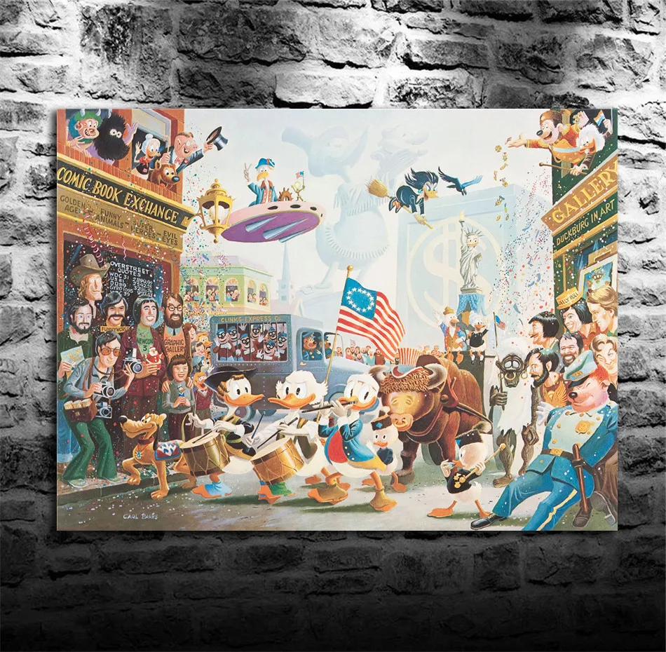 Scrooge McDuck Donald Duck and Three Ducklings Canvas Painting Living