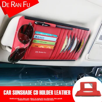 

E-FOUR Car Sunshade CD Holder Daniel Leather Multi-functional Cards Pens Glasses CD Keeper Original Design Interior Stowing Cars