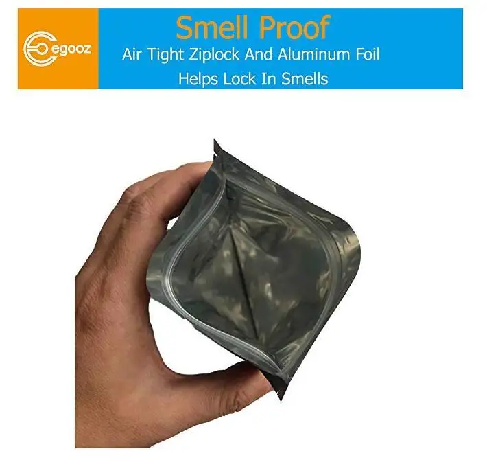 50 шт мешков с защитой от запаха, 12X18 см(4,7x") Большие герметичные майларовые пакеты, алюминиевой фольги Ziplock пакеты с пищевым безопасным материалом для