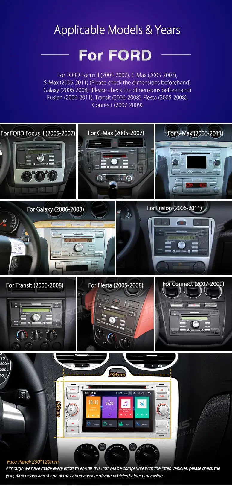 Sale 7" Android 8.0 Oreo OS Car DVD Multimedia Navigation GPS Radio for Ford Focus 2005-2007 & C-Max 2005-2007 & Connect 2007-2009 3