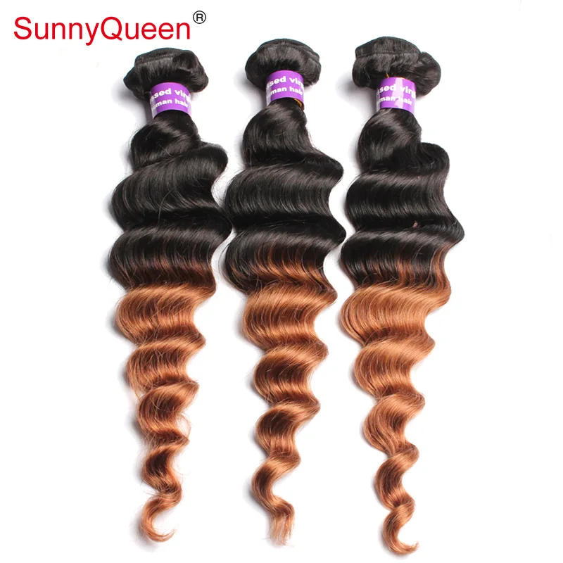 

Ombre Hair Extensions Peruvian Virgin Hair Loose Wave 4pcs/lot Two Tone 1b/30 Ombre Human Hair Ombre Hair Weaves Free Shipping