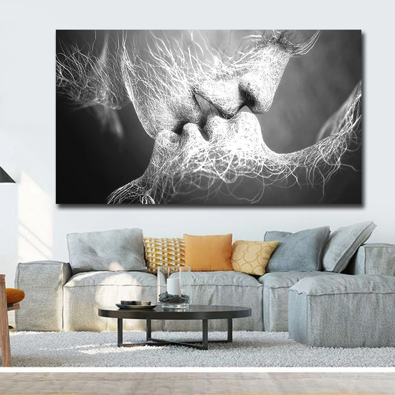 Kiss Art Painting Modern Abstract Home Wall Decoration Pictures Printed Canvas Posters and Prints Discount Cheap Living Room Art