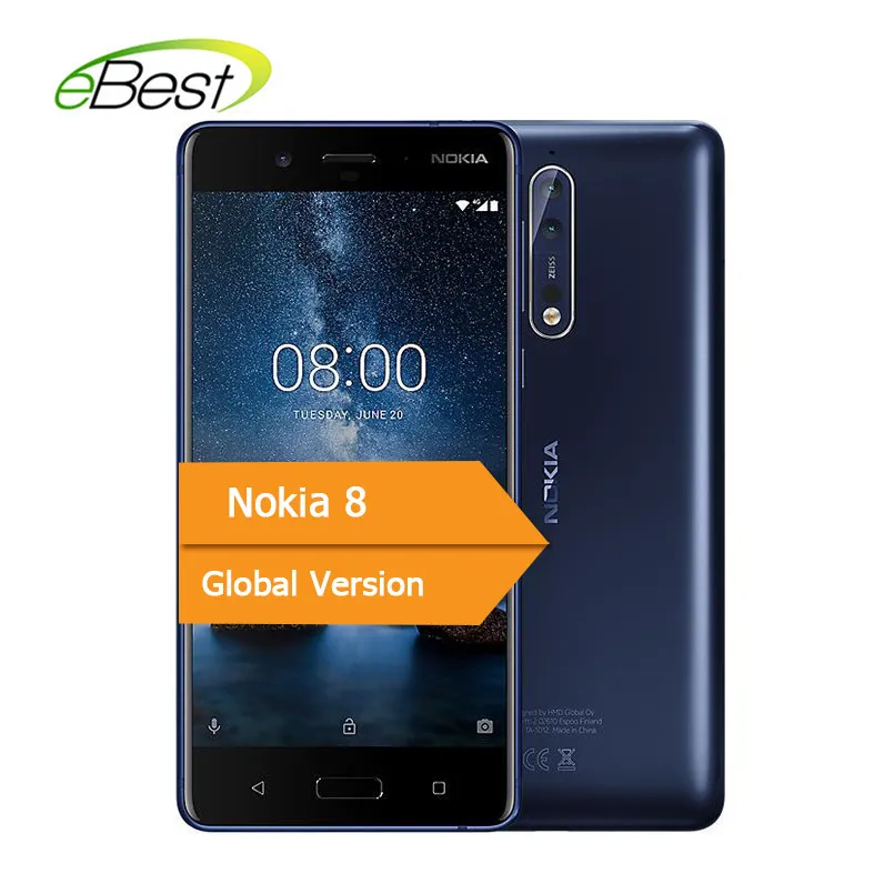 

Global Version Nokia 8 Smartphone 5.3'' FHD Snapdragon 835 Otca core 6GB+128GB 3090mAh 13.0 MP Android 4G LTE Mobile phone
