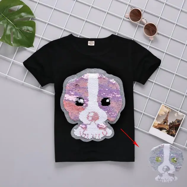 Г., модная футболка для больших девочек с рисунком панды, кошки, поросенка, пайеток футболки с цветными рисунками летняя одежда для подростков 4, 6, 8, 10, 12 лет - Цвет: 21