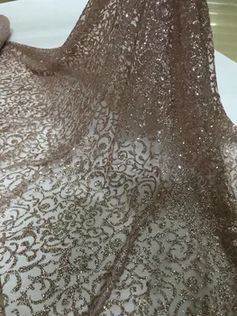 

5yard/lot african glitter lace fabric Sat-3.1318 embroidered tulle lace with glued glitter for party dress