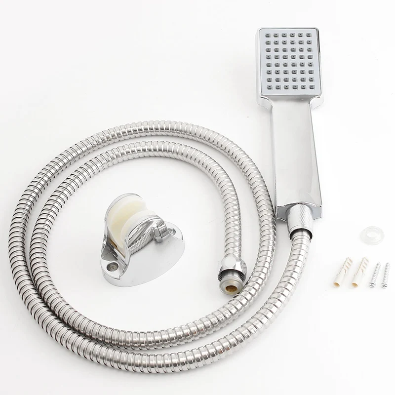 1 Set Square Water Saving Handheld Shower Head Set Water Hose Shower