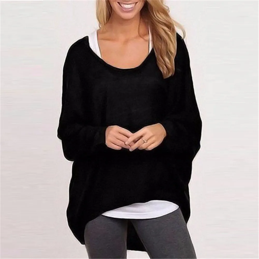 Sweaters Women Autumn V-Neck Knitting Pullovers 2018 Casual Loose Sweater Tops Winter Femme Solid Color Long Women's Top