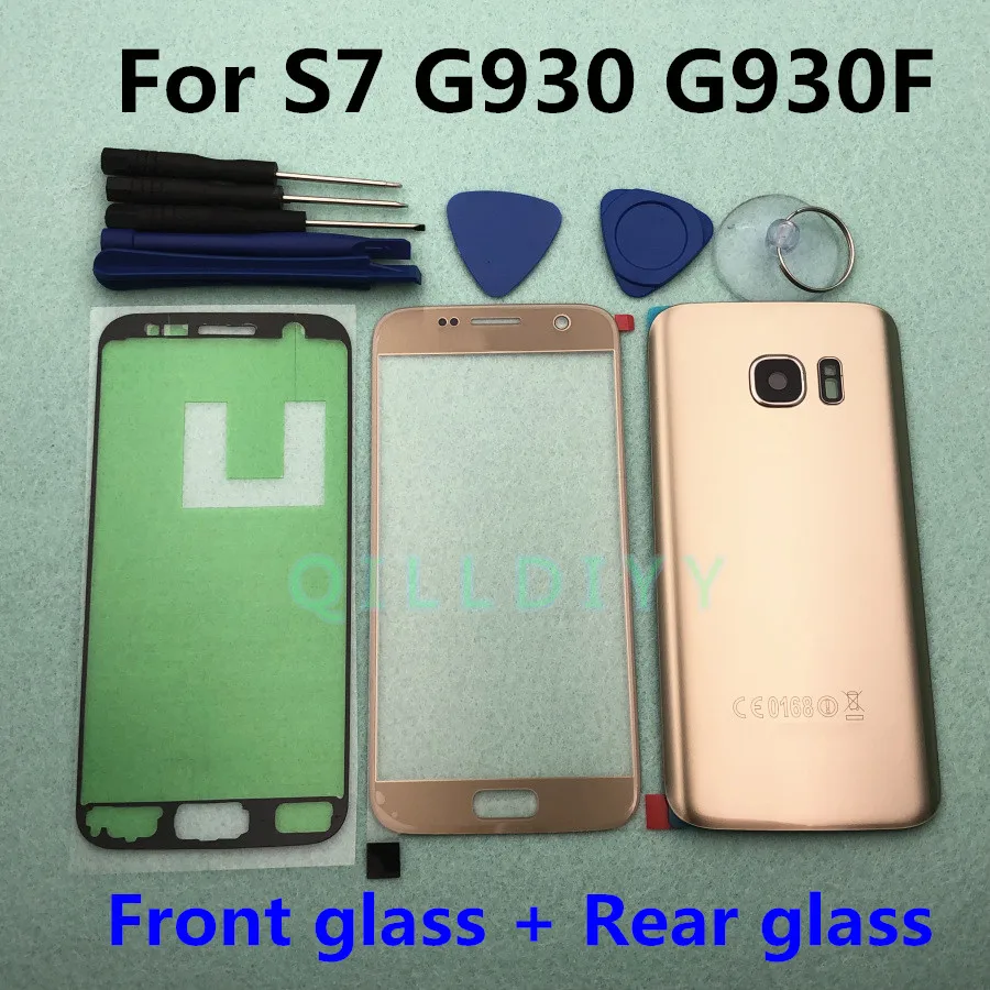 

S7 Front Screen Glass Lens + Rear Battery Cover Door Back Housing For Samsung Galaxy S7 G930 G930F SM-G930F Replacement