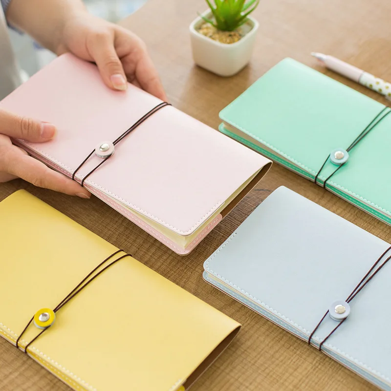 

Macaron leather travel notebook,fine portable traveler journal diary planner notebooks Stationery Office School Supplies