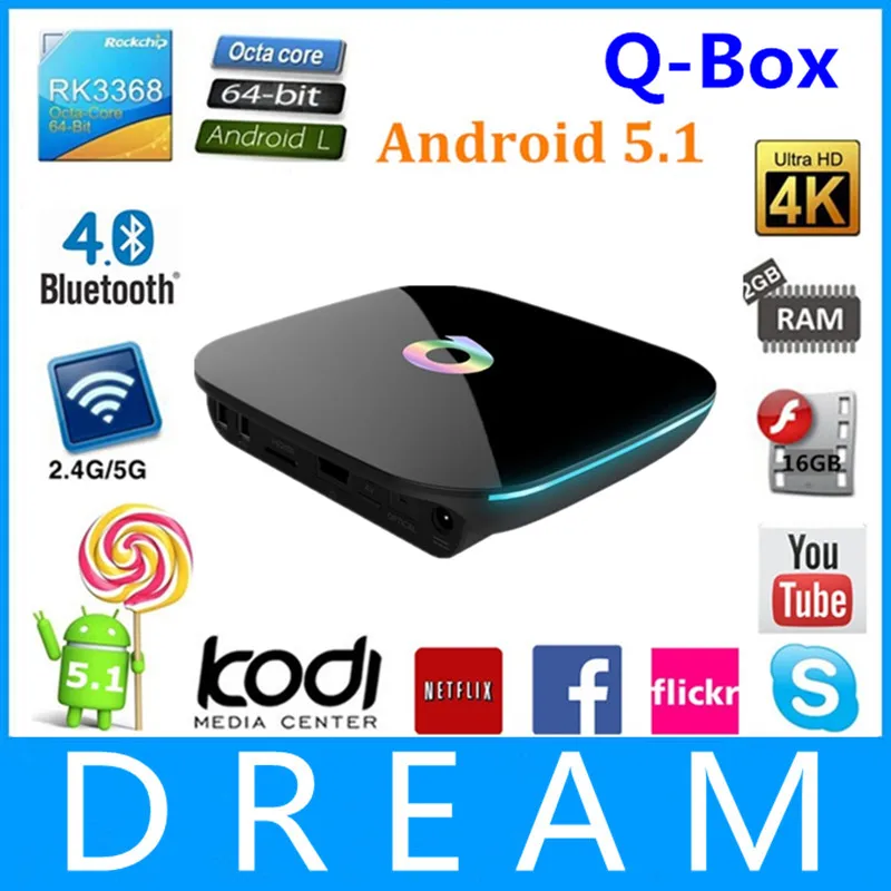 5 шт. QBOX Металла Android5.1 1000 М LAN AmlogicS905X Quar Core 2 ГБ + 16 kodi16.0 Smart Box TV 2.4 Г/5 Г Двойной WI FI