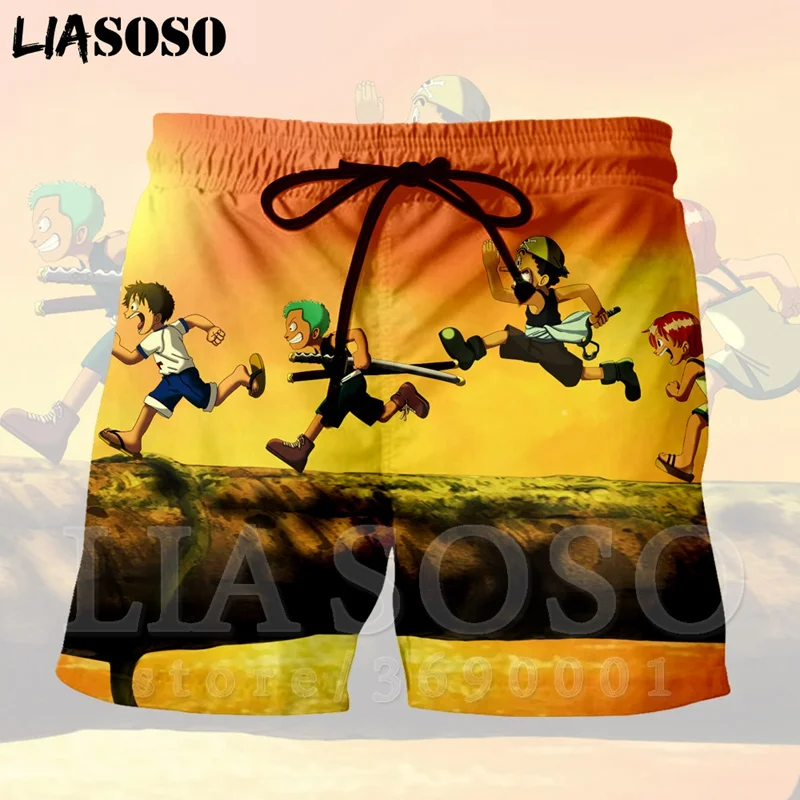 LIASOSO, 3d принт, японское аниме, цельный логотип, обезьяна, D, Луффи, Зоро, Санджи, Усопп, мужские шорты, пляжные, крутые, летние, брендовые шорты, X1348