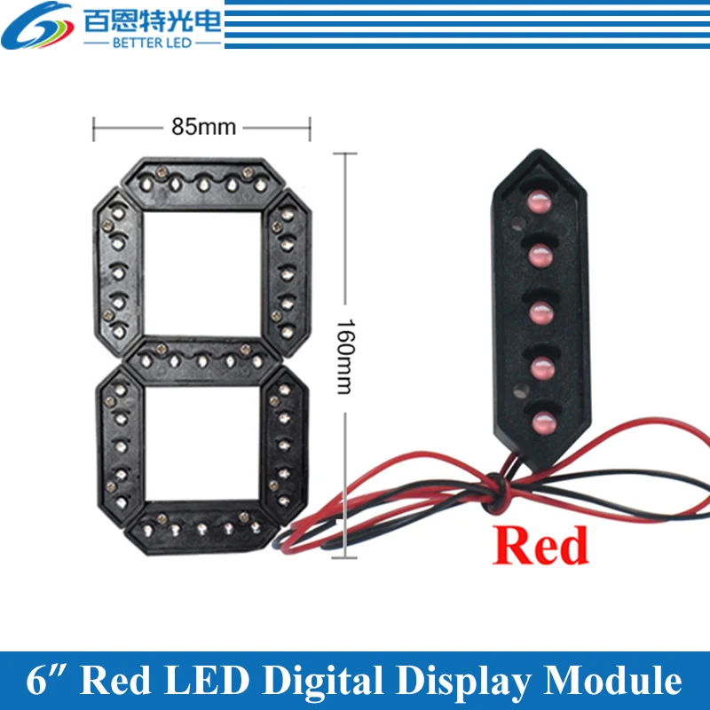 

4pcs/lot 6" Red Color Outdoor 7 Seven Segment LED Digital Number Module for Gas Price LED Display module