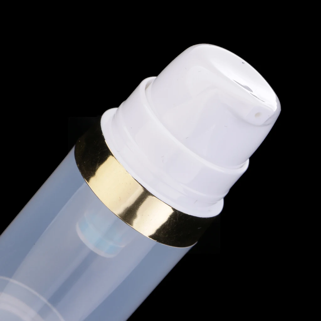10ml Empty Makeup Bottles Pump Tubes, Clear Plastic Lotiions Cream Cosmetics Container Set of 2 Refillable for travel and DIY