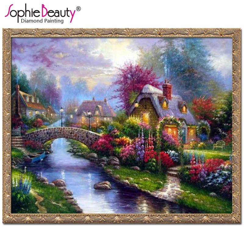 

Cross Stitch 2018 New Diy 3d Diamond Painting Town Bridges Graceful Resin Craft Dimensional Embroidery Series Mosaic Household