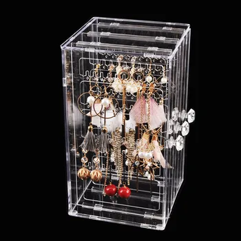 

Behogar Acrylic Jewelry Display Stand Holder Storage Case Box Organizer for Earrings Necklaces Ear Clips Women Girls