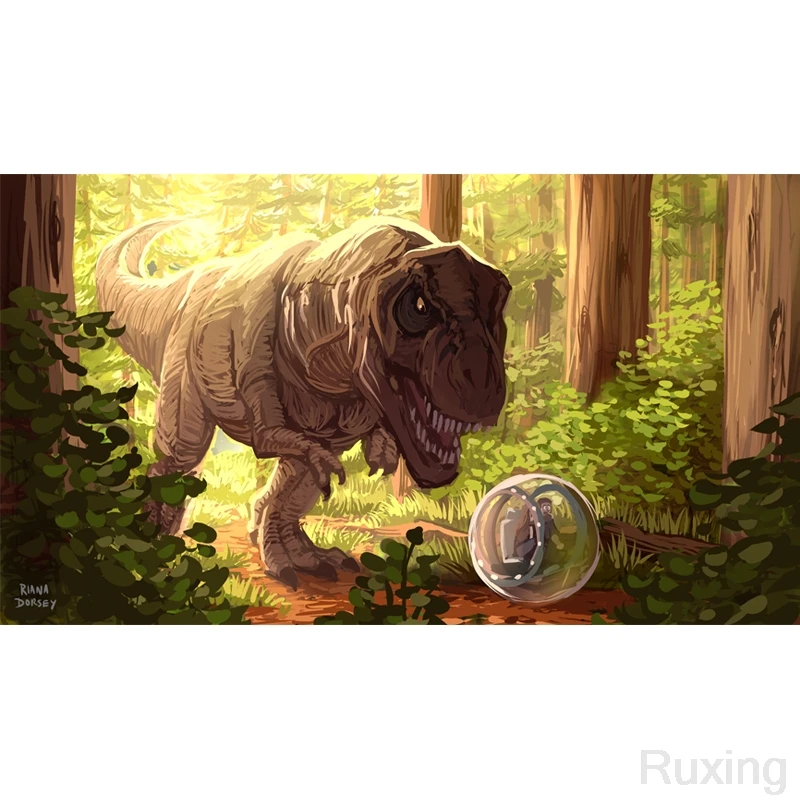 

New Year Animation "Dinosaurs and Humans"5D Square drill Diamond Painting Embroidery pattern 3D Cross Stitch Mosaic stickers