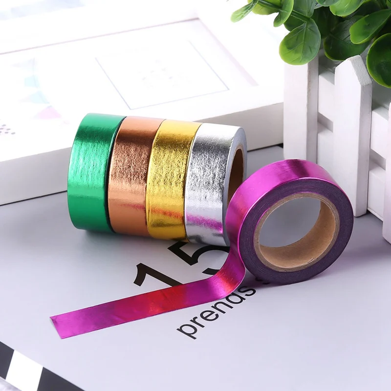 Винтажная клейкая лента Washi моющаяся бумажная ткань Золотая фольга школьные