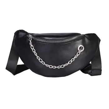 

Fashion Women PU Leather Chest Pack Chain Hobos Shoulder Bag Waist Fanny Chest Pack for Women Crossbody Bags Phone Money Bag