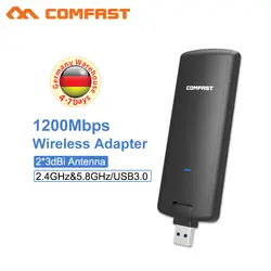 COMFAST usb wifi адаптер Dual Band 1200 Мбит/с Wi-Fi dongle компьютерных AC сетевой карты USB 3,0 антенны 802.11ac/b /g/n 2,4 ГГц + 5,8 ГГц