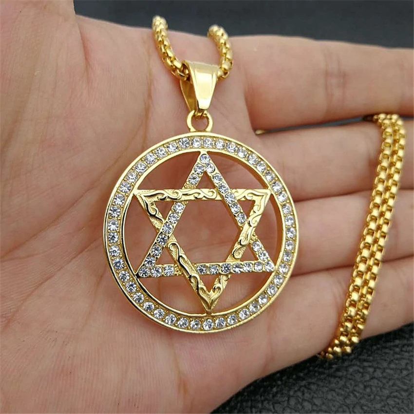 Collar con de Estrella de David para mujer y hombre, gargantilla de hexagrama de inoxidable, Color dorado, estilo Hip Hop, joyería judía ostentosa|Collares colgantes| - AliExpress