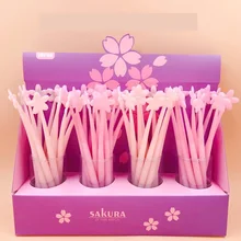 48 шт./упак. японский цветок вишня, Сакура силиконовый гель канцелярские принадлежности для творчества ручка Студенческая черная чернильная авторучка