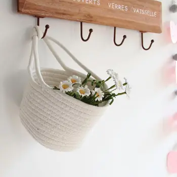 

Hanging Baskets Cotton Rope Storage Boxes Storage Baskets Household Items Cotton Weaving Finishing Baskets Nordic