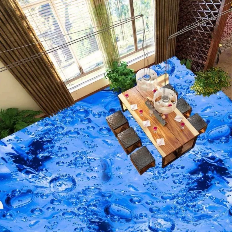 Бесплатная доставка 3D обои с синими каплями воды кухонные для душа украшения