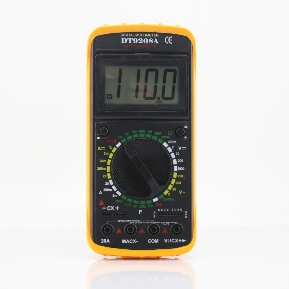 

DT9208A LCD Display Professional Handheld Voltmeter Ammeter Ohmmeter Capacitance Meter Temperature Tester Digital Multimeter