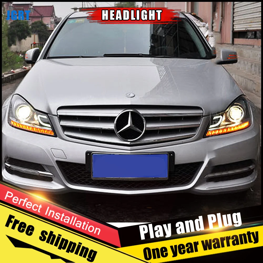 2 шт. автомобиль Стиль светодиодный фары для Benz W204 2011 2014 налобный фонарь объектив