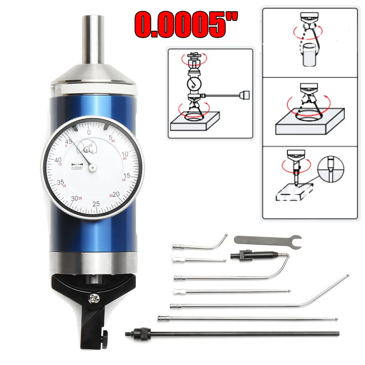 

1Set 0-0.15" Coaxial Centering Dial Test Indicator Center Finder Milling Tool 0.0005" Accuracy with Wooden Box Mayitr