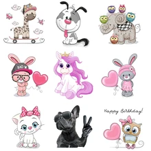 Cute Cartoon Animale Combinazione di Ferro su Toppe E Stemmi FAI DA TE Adesivi Di Trasferimento Di Calore per Abbigliamento Applique Distintivi E Simboli Vestiti Del Bambino Decorazione