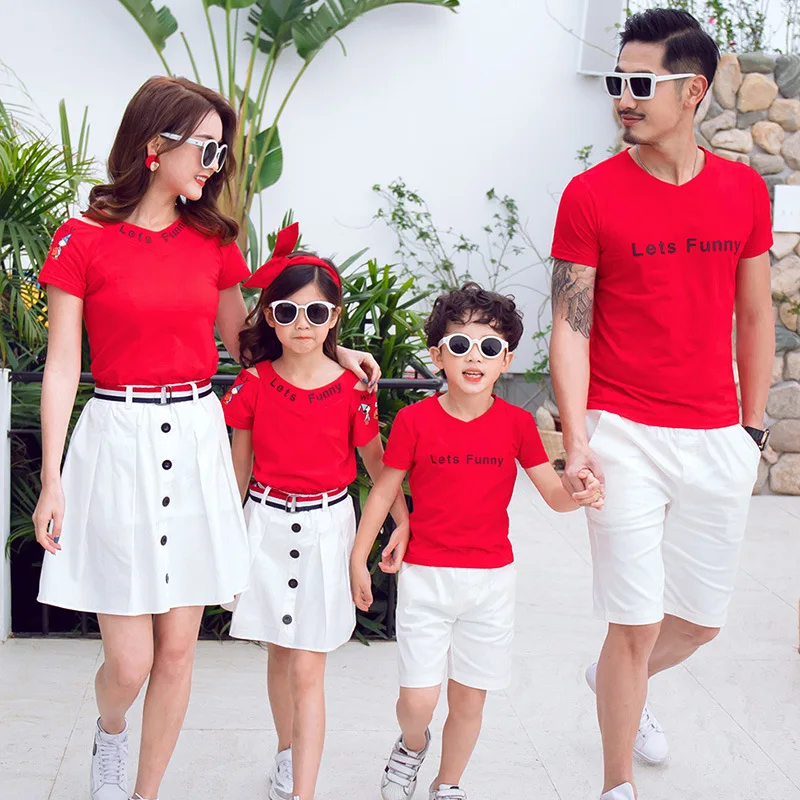 

Family Matching Outfits 2019 Summer Mother and Daughter Dress Boys Button Pants Leggings Baby and Mom Family Clothing Look Set