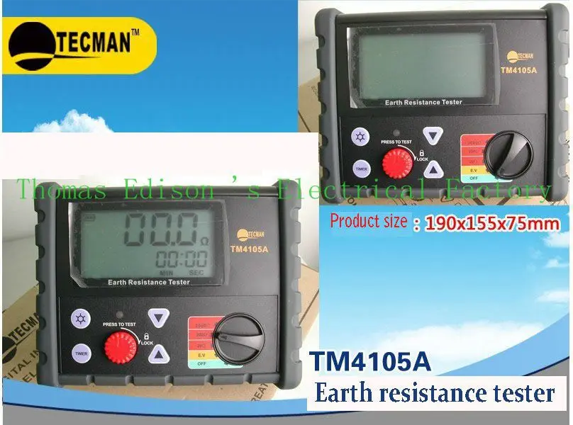 TECMAN подлинный тестер сопротивления заземления тестер сопротивления/Мегаомметр TM4105A 2000 Ом 200 Вольт Метр