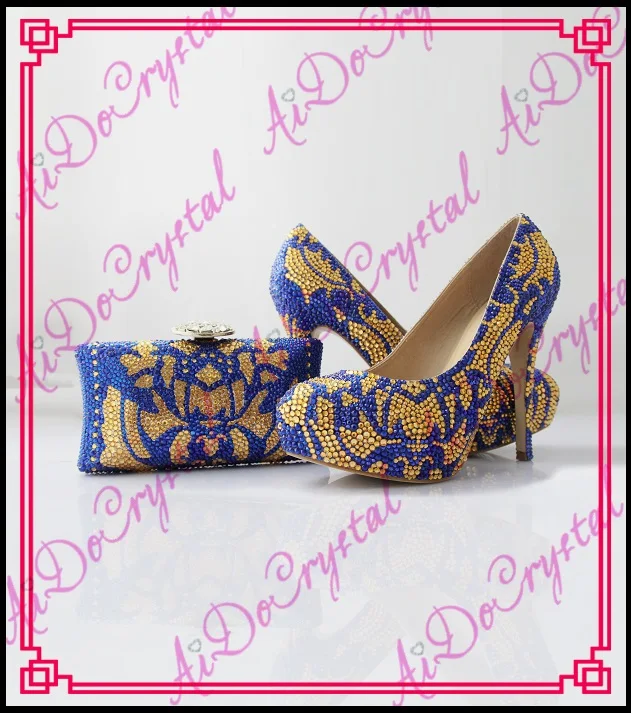 Aidocrystal Blue italian wedding shoes and bags woman's party shoes and