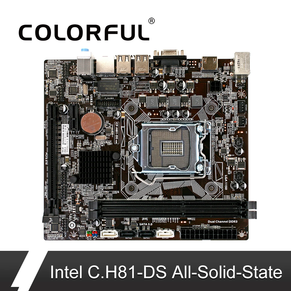 

Colorful C.H81-DS Motherboard All-Solid-State Intel H81/LGA 1150 DDR3 SATA3.0 Mainboard MATX Lga1150 USB3.0 Desktop Boards