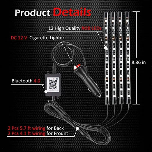 New Car RGB LED Neon Interior Light Lamp Strip Decorative Atmosphere Lights Wireless Phone APP Control For Android IOS 12v New Car RGB LED Neon Interior Light Lamp Strip Decorative Atmosphere Lights Wireless Phone APP Control For Android IOS 12v