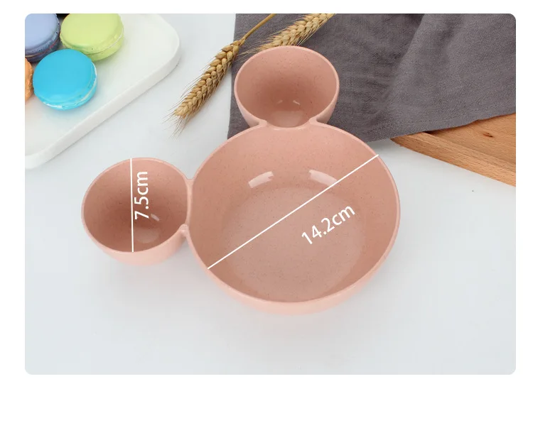 

Cute kawaii Mickey Minnie Bowl Dinnerware set Cartoon Creative Plate Plastic Tableware Lovely Lunch Tray Dishs