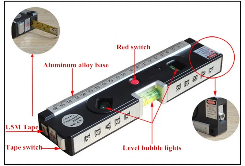 FJS Лазерный уровень Лазерный горизонт крест вертикальный лазерный светильник с измерением ленточная маркировка линии строительные инструменты 4 в 1