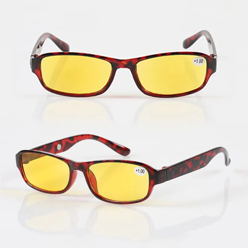 Мужские и женские очки ночного видения для чтения, леопардовые очки с полной оправой, желтые линзы, 1,0-4,0 R125