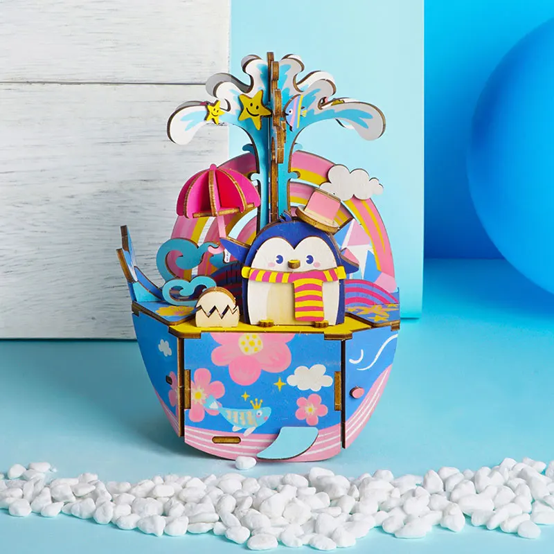 

Robotime DIY Music Box 3D Wooden Puzzle Game Assembly Model Building Kits Musical Toys for Children Birthday Gift AMD51