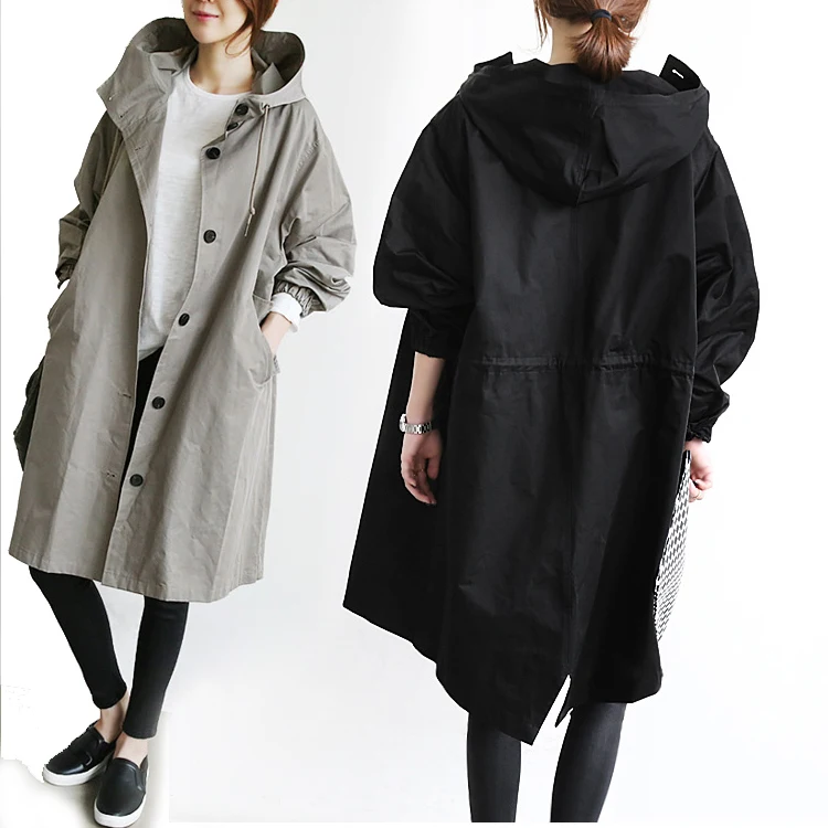 

Spring and autumn trench female 2016 spring bf autumn loose fashion autumn outerwear medium-long 24077