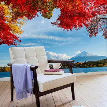 

Home Decor Wall Papers 3D Wallcovering Stickers Lake Water Fuji Nature Photo Wall Paper Mural Self Adhesive Vinyl/Silk Wallpaper