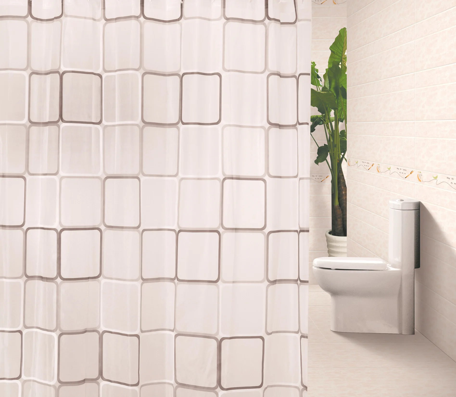 200*200cm PEVA Environmental Protection Fashion Geometric Patterns Shower Curtain Waterproof