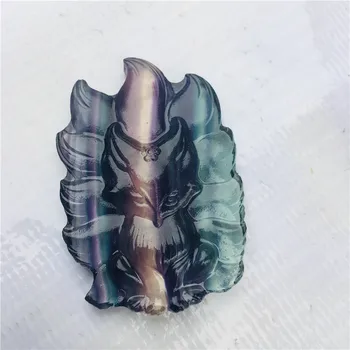 

Natural crystal quartz fluorite nine-tailed ornamental animals