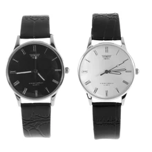 1 Pcs men s watch Luxury Watches PU Leather Stainless Steel Quartz Numeral Couple Wrist Watch