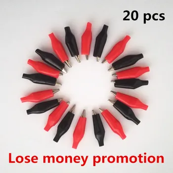 

20pcs/lot 28MM Metal Alligator Clip G98 Crocodile Electrical Clamp for Testing Probe Meter Black and Red with Plastic Boot
