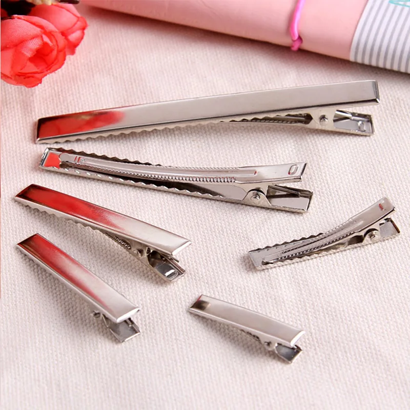 30PCS/Lot High Quality 3.2 5.5cm Silver Color Black Hair Clips Flat Barrettes Iron Hairpins DIY Hair Accessories For Women Girls