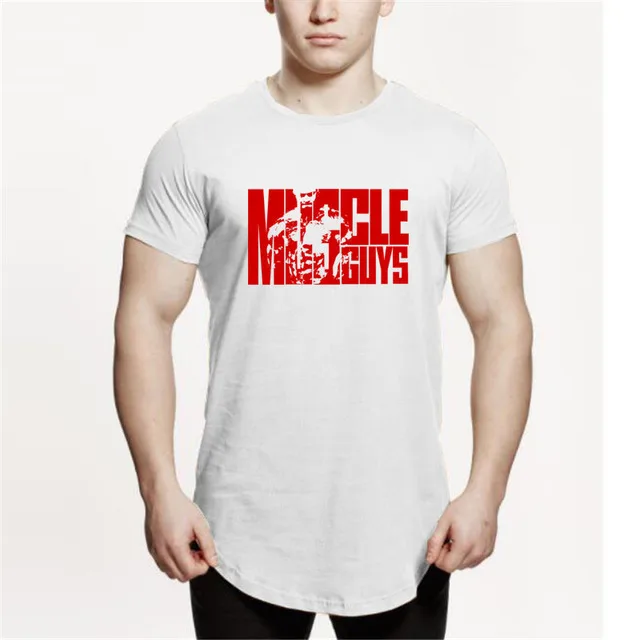 

Summer new muscle men's short-sleeved fitness T-shirt men's cotton round neck print Slim casual