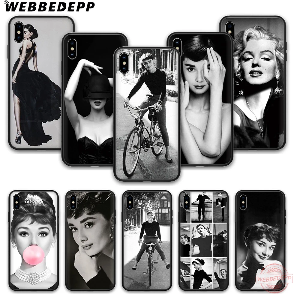 WEBBEDEPP Audrey Hepburn soft silicone phone case for iPhone 5 6 7 8 Plus X XS XR Max.11 11peo 11proMax |
