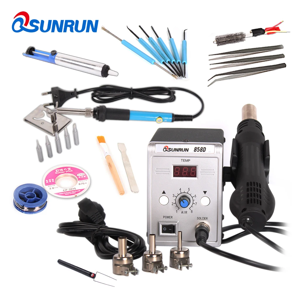 1Set silver 858D hot air gun welding tool BGA rework soldering station